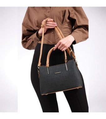 Dionti Yeni Sezon Şık New Colors Of Fashion Yazı Detaylı Kadın Omuz Çantası Siyah - Taba