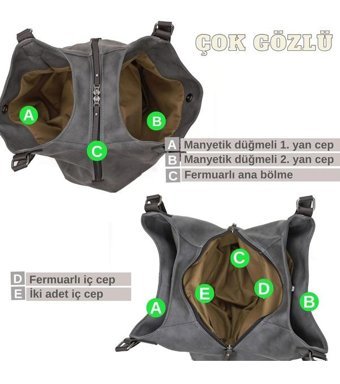 Cappadocia Vintage Myra Dumanlı Antrasit Pu Deri Kadın Omuz Çantası Antrasit