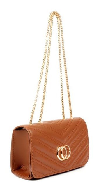 Luwwe Bag'S Zincir Şerit Desen Deri Logolu Mini 20791 Kadın Omuz Çantası Taba