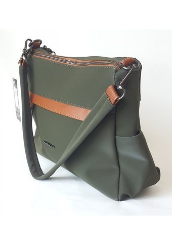 Nas Bag 1341 Model Renk Buzzy Kadın Omuz Çantası Yeşil - Taba