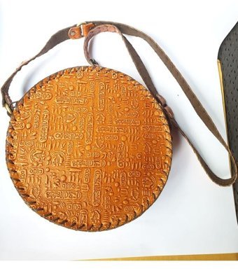 Noms Hakıkı Deri Özel Tasarım Yuvarlak Otantık Kadın Omuz Çantası Camel