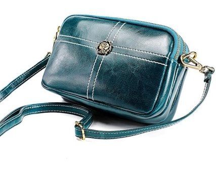 Sones 6061 Lady Retro Yağ Mumlu Deri Büyük Kapasiteli Kare Kadın Omuz Çantası Mavi