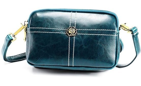 Sones 6061 Lady Retro Yağ Mumlu Deri Büyük Kapasiteli Kare Kadın Omuz Çantası Mavi