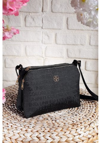 Valu Accessorize Yazı Detaylı 3 Bölmeli Kadın Omuz Çantası Siyah
