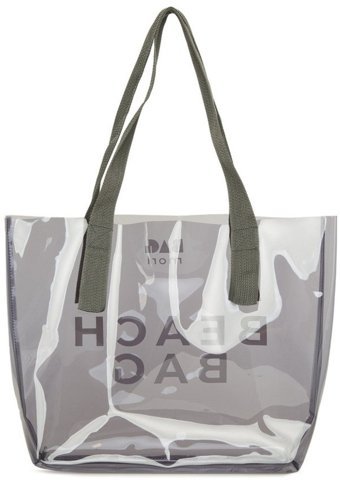 Bagmori Beach Bag Şeffaf Plaj Kadın Omuz Çantası Gri