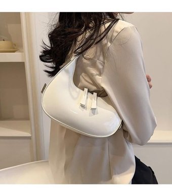 Cbtx Global Fashion Parlak Kadın Omuz Çantası Beyaz
