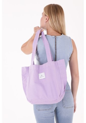 Berymood Lila Kumaş Bez Tote Bag Kanvas Kadın Omuz Çantası Lila