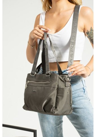 Mega Bag Saten Kadın Omuz Çantası Gri