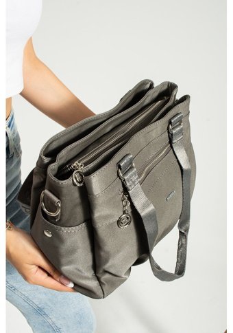 Mega Bag Saten Kadın Omuz Çantası Gri