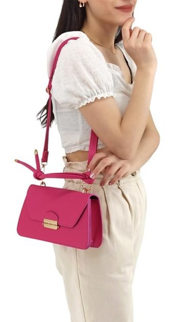 Çlk Accessories Kilitli Kapak Küçük Vintage Kadın Omuz Çantası Pembe