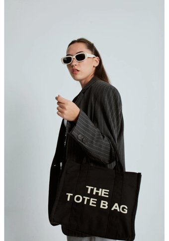 İlkyaz Tote Bag Kanvas Kadın Omuz Çantası Siyah