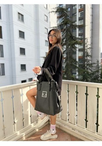 Tecer Almondmoda Missme Change Time Pat Detaylı Shopper Su Geçirmez Kadın Omuz Çantası Siyah