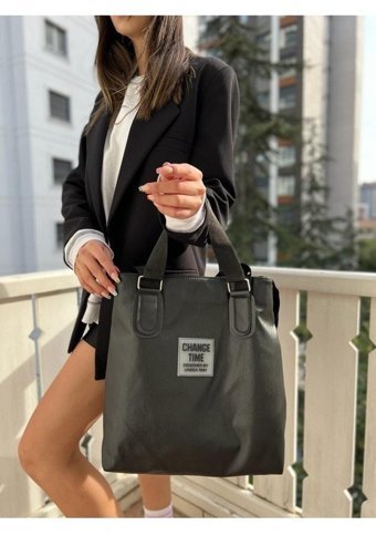 Tecer Almondmoda Missme Change Time Pat Detaylı Shopper Su Geçirmez Kadın Omuz Çantası Siyah