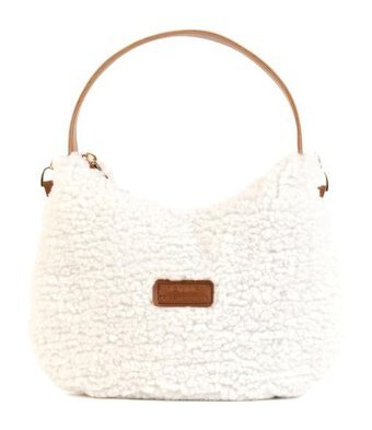 Nothing Kürkü Peluş Kulplu Zincir Mini Baget Kadın Omuz Çantası Taba - Krem