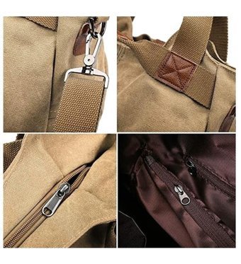 Happyplanet Xiaoqitt Retro Üst Saplı Kanvas Tote Haki Kadın Omuz Çantası Haki
