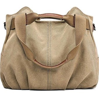 Happyplanet Xiaoqitt Retro Üst Saplı Kanvas Tote Haki Kadın Omuz Çantası Haki