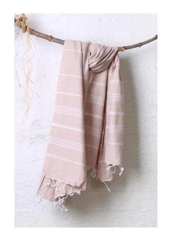 Baveno 498320204 Pamuk - Polyester Plaj Havlusu Bej
