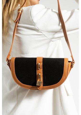 Valu Accessorize Kilit Detaylı Kadın Omuz Çantası Siyah - Taba