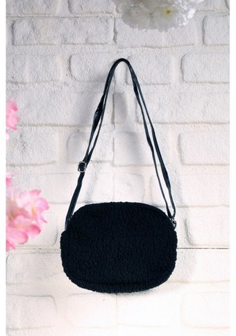 Valu Accessorize Kürklü Peluş Mini Urban Kadın Omuz Çantası Siyah
