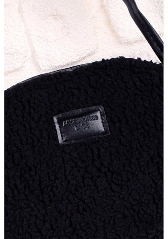 Valu Accessorize Kürklü Peluş Mini Urban Kadın Omuz Çantası Siyah