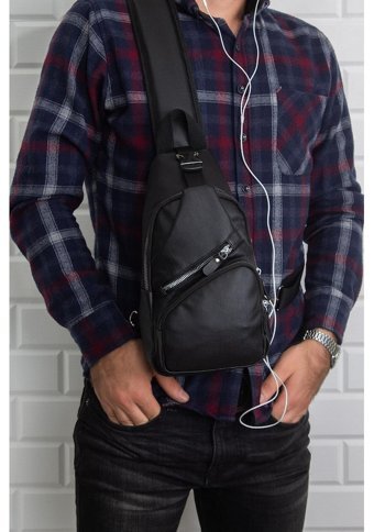 Newish Polo Yıkama Deri Usb Kulaklık Çıkışlı Kadın Omuz Çantası Siyah