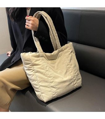 Magideal Suntek Puffer Tote Alışveriş İşe Gidip Gelirken Kadın Omuz Çantası Bej