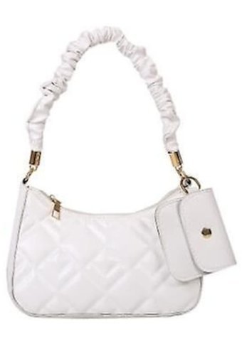Alibee Yumuşak Pu Bag Moda Sıradan Pileli Kadın Omuz Çantası Beyaz