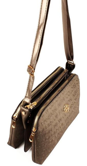 Luwwe Bag'S Üç Bölmeli Fermuarlı Yazı Detaylı Yoncalı 1724 Kadın Omuz Çantası Gri