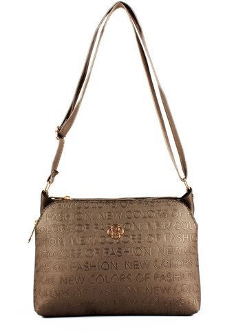 Luwwe Bag'S Üç Bölmeli Fermuarlı Yazı Detaylı Yoncalı 1724 Kadın Omuz Çantası Gri