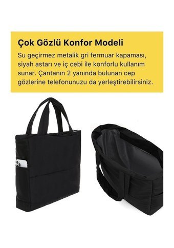 Çanta Sepetim Puf Kumaş Kabartmalı Kadın Omuz Çantası Siyah