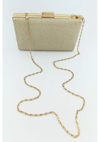 Çlk Accessories Simli Abiye Kare Model Gold Trabiye03 Altın Kadın Omuz Çantası Altın
