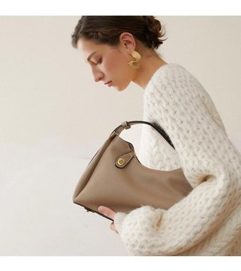 Jzcat HighEnd Moda Çok Yönlü Hakiki Deri Kadın Omuz Çantası Gri