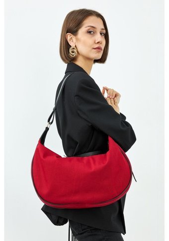 Mopia Grace Cherry Kanvas Büyük Kadın Omuz Çantası Kırmızı