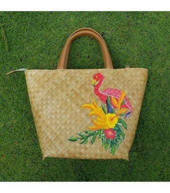 Refox Flamingo City Bag El Yapımı Hasır Kadın Omuz Çantası Çok Renkli