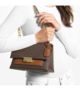 Michael Kors Cede Kapaklı Zincir Kadın Omuz Çantası Kahverengi