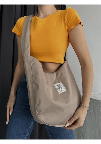 Takmoda Su İtici Kumaş Kadın Omuz Çantası Bej