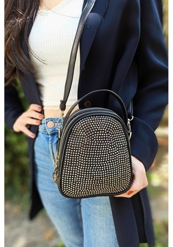 Çlk Accessories Taşlı Küçük Tr948 Kadın Omuz Çantası Gümüş