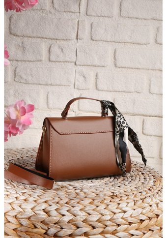 Valu Accessorize Fularlı Kadın Omuz Çantası Taba