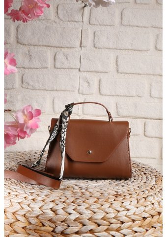 Valu Accessorize Fularlı Kadın Omuz Çantası Taba