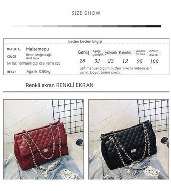 Worryfreeshopping Lbw Kapitone Zincir Kadın Omuz Çantası Siyah
