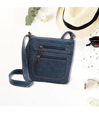Magideal Suntek Denim Şık Kadın Omuz Çantası Mavi