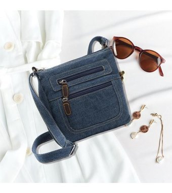 Magideal Suntek Denim Şık Kadın Omuz Çantası Mavi