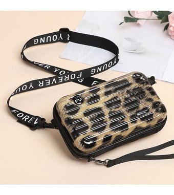 Yystore Üç Boyutlu Mını Modelleme Leopar Baskı Kadın Omuz Çantası Bej - Sütlü Kahverengi