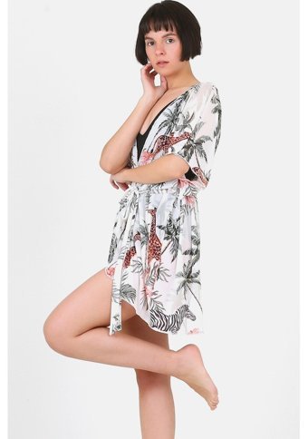 Hamur Tropikal Polyester Plaj Havlusu Tropikal Beyaz