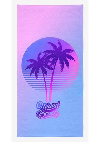 Vevien Miami Beach Pamuk - Polyester Plaj Havlusu Mor
