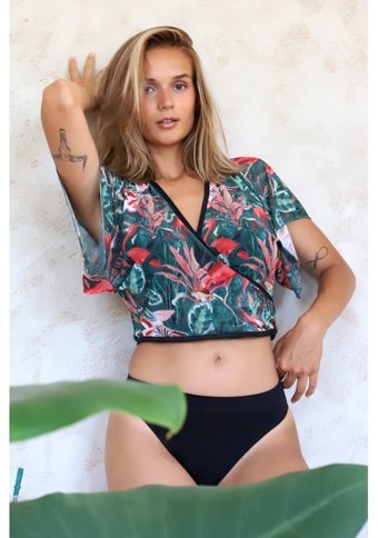 Hamur Flower Polyester Plaj Havlusu Yeşil