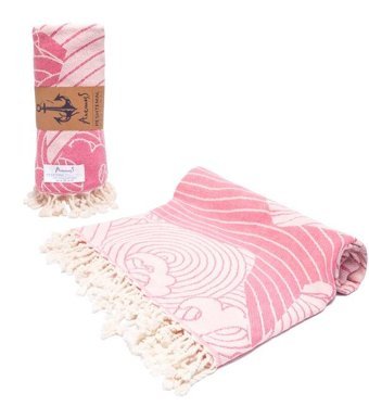 Anemoss Balık Pamuk Plaj Havlusu Pembe