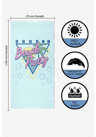 Vevien Beach Party Pamuk - Polyester Plaj Havlusu Açık Mavi