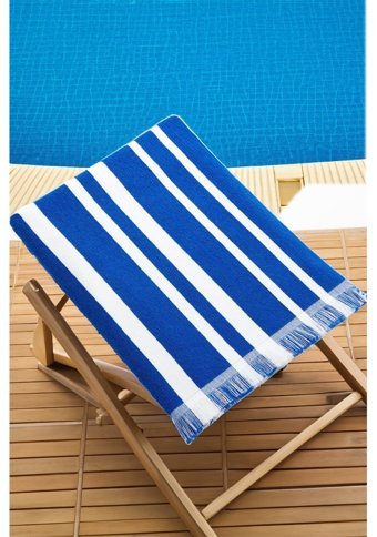 Homelover Pamuk Plaj Havlusu Beyaz - Mavi