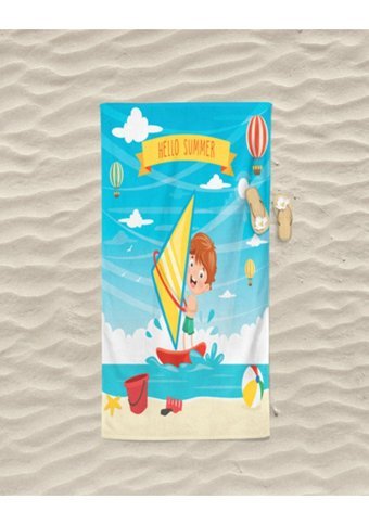 Erays Home Hello Summer Pamuk Plaj Havlusu Açık Mavi